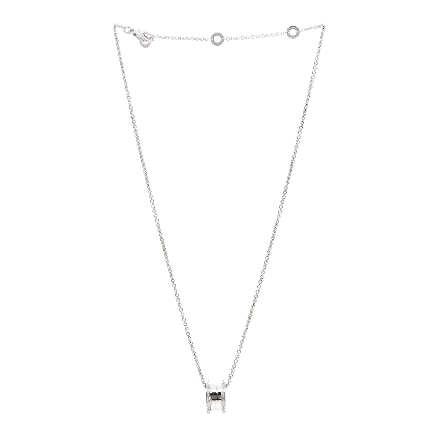 Bulgari 18K White Gold Diamond B.Zero1 Pendant Necklace 3 of 6