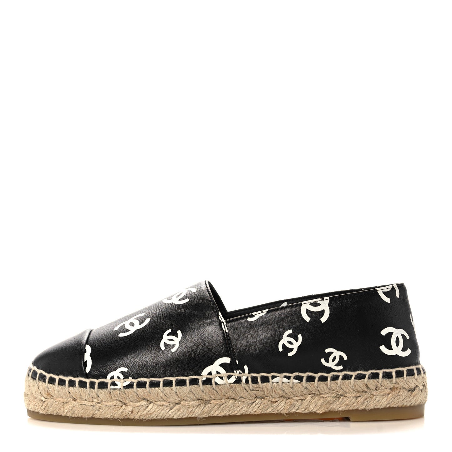 Lambskin Printed CC Espadrilles 37 Black White