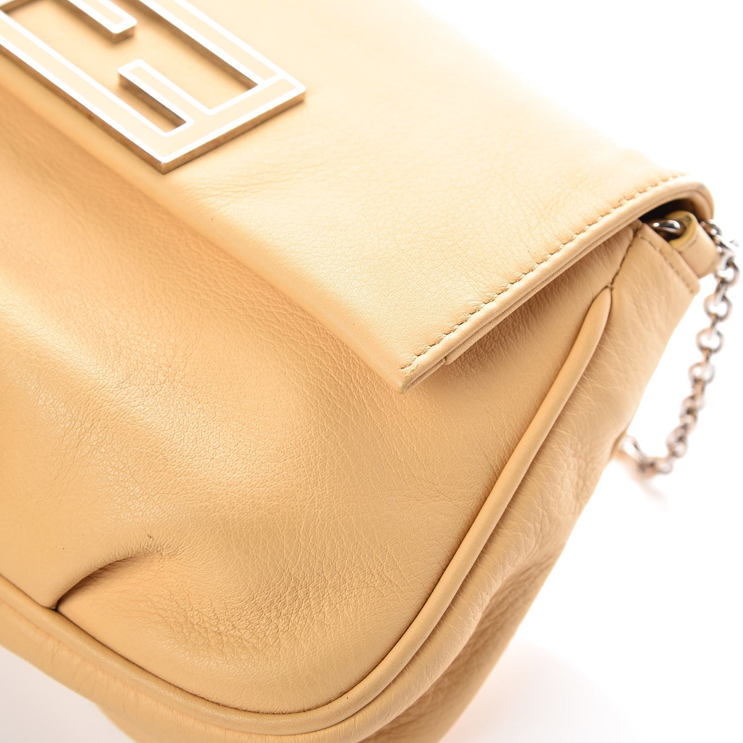 Vitello Flamingo Enamel Fendista Pouchette Crossbody Yellow