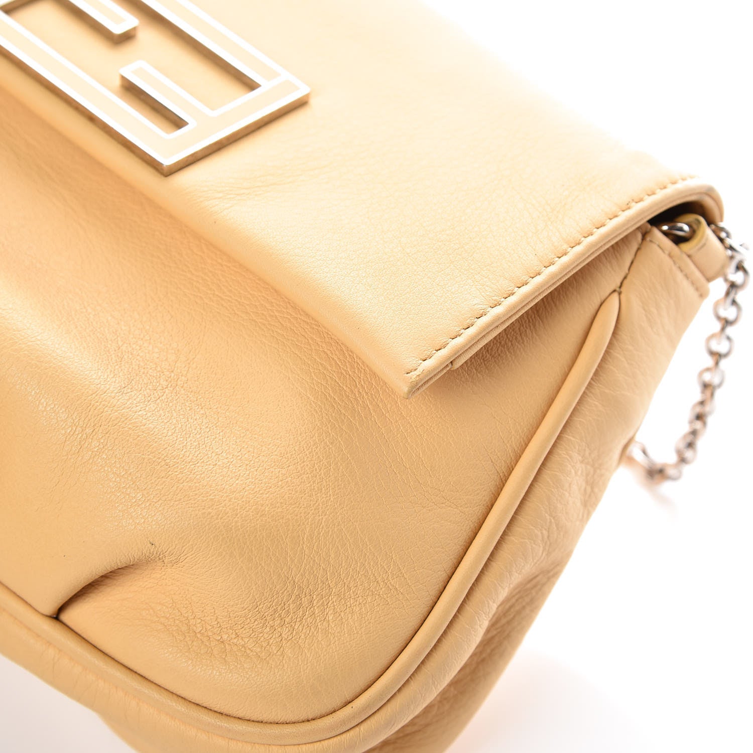 Fendi Vitello Flamingo Enamel Fendista Pouchette Crossbody Yellow 12 of 15