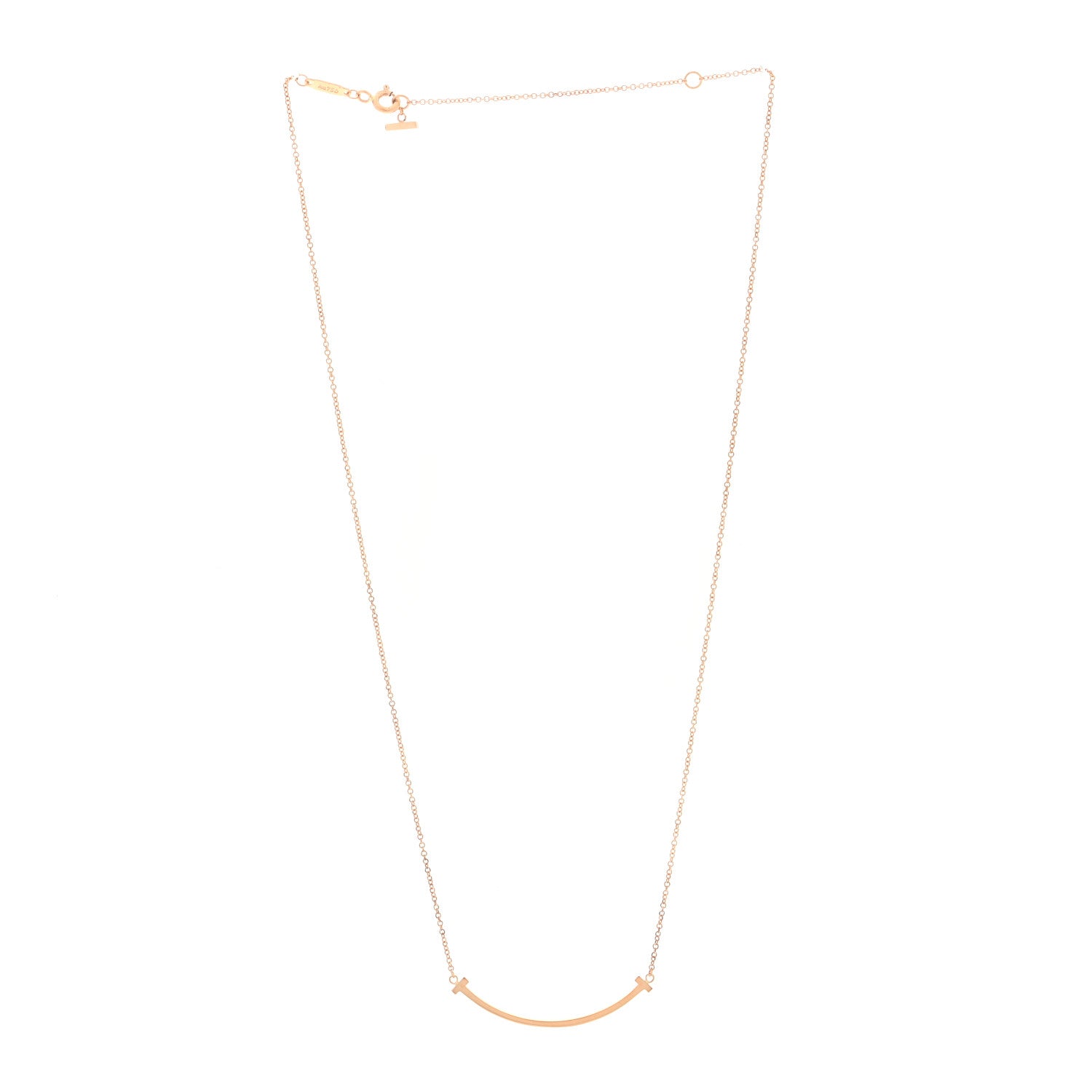 Tiffany 18K Rose Gold Small T Smile Pendant Necklace 3 of 5