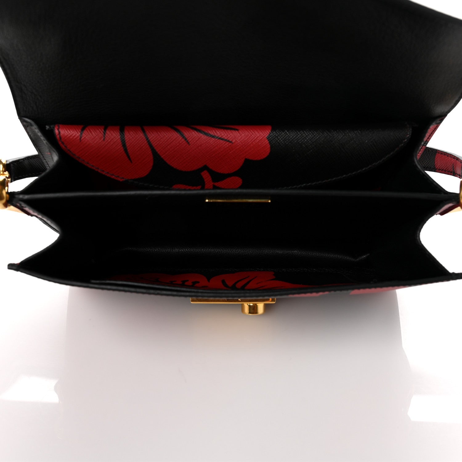 Prada Saffiano Lux Hibiscus Print Sound Shoulder Bag Rosso Ibisco 4 of 7