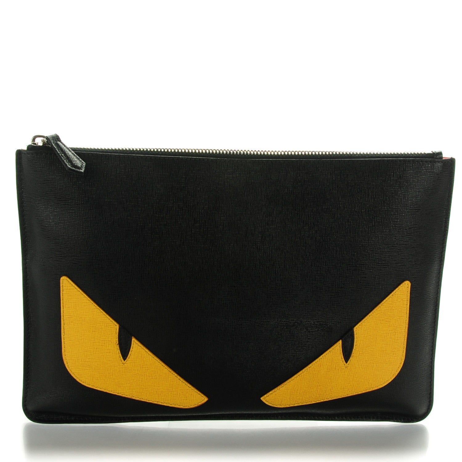 Fendi Vitello Elite Monster Eyes Pouch Black Yellow 1 of 9