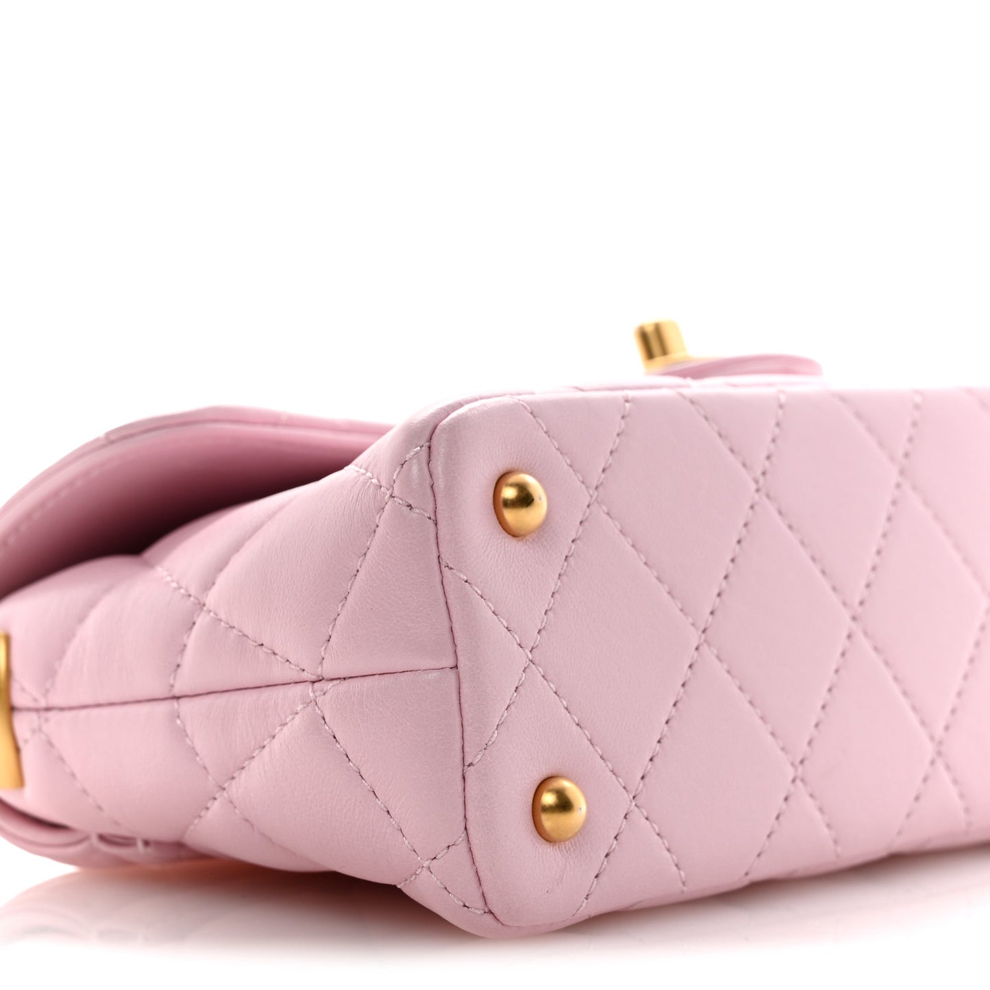 Lambskin Quilted Mini Flap Top Handle Bag Light Pink