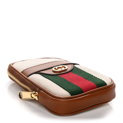 Gucci Vintage Canvas Calfskin Web Belted iPhone Case 90 36 Sand Cuir 3 of 9