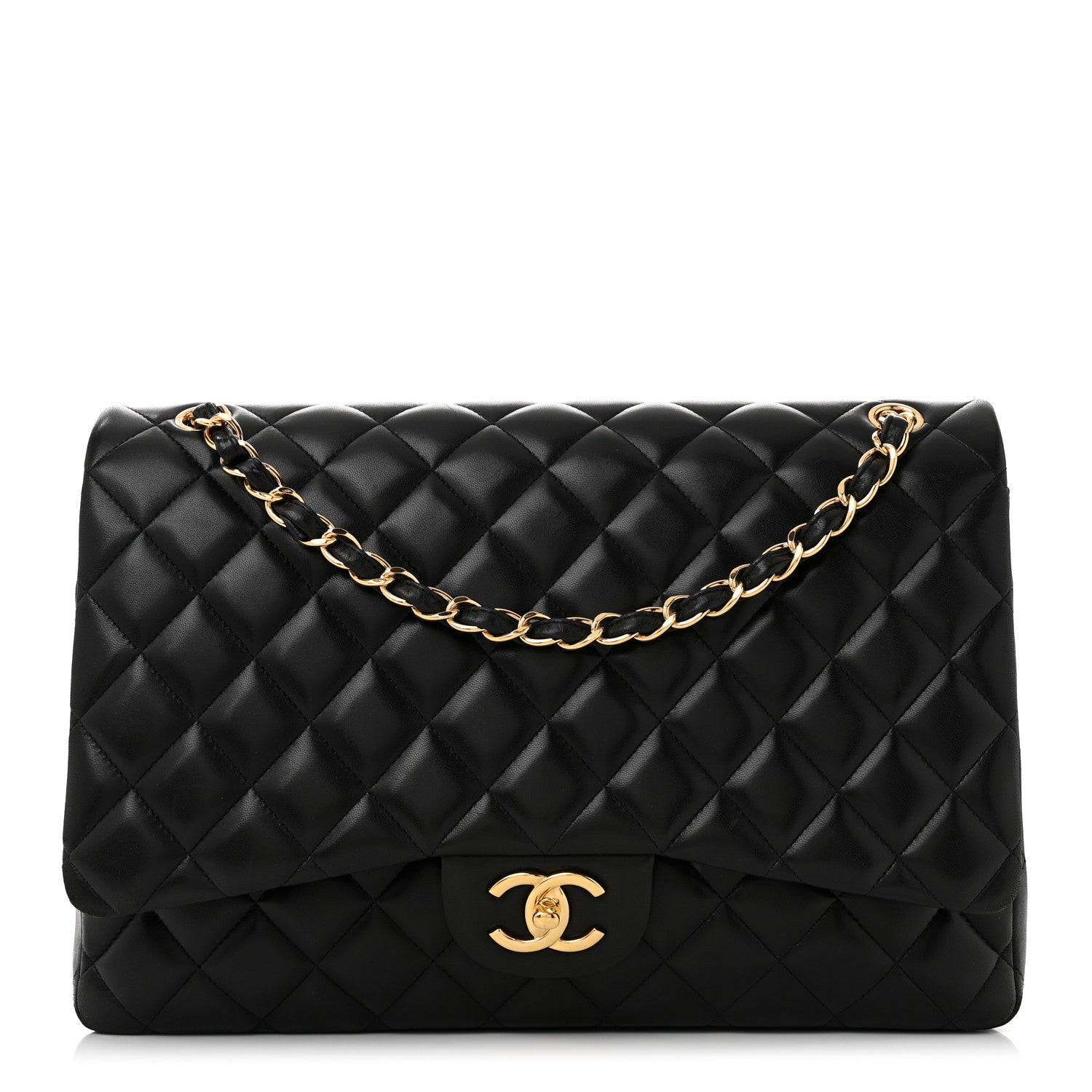 Chanel Lambskin Quilted Maxi Double Flap Black 1 of 11