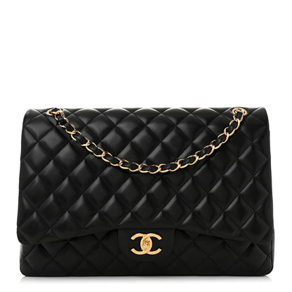 Chanel Lambskin Quilted Maxi Double Flap Black 1 of 11