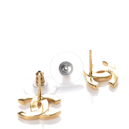 Chanel Metal CC Paris Button Stud Earrings Gold 4 of 5