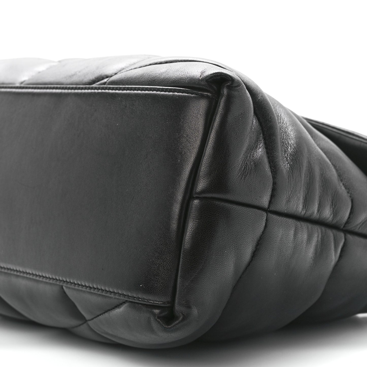 Lambskin Quilted Medium Loulou Puffer Monogram Chain Satchel Black