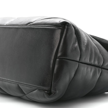 Saint Laurent Lambskin Quilted Medium Loulou Puffer Monogram Chain Satchel Black 12 of 12