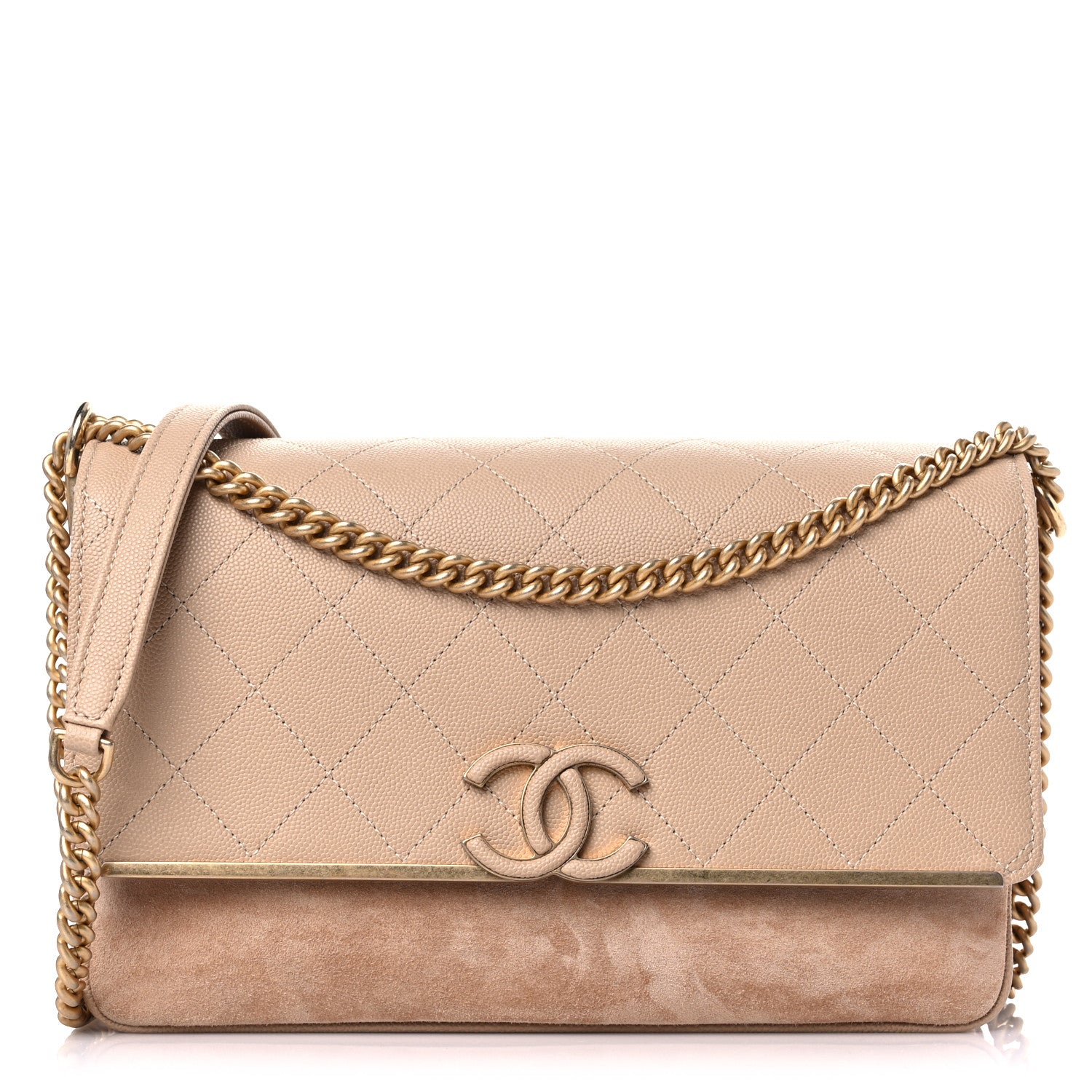 Chanel Caviar Suede Stitched Lady Coco Flap Beige 1 of 13