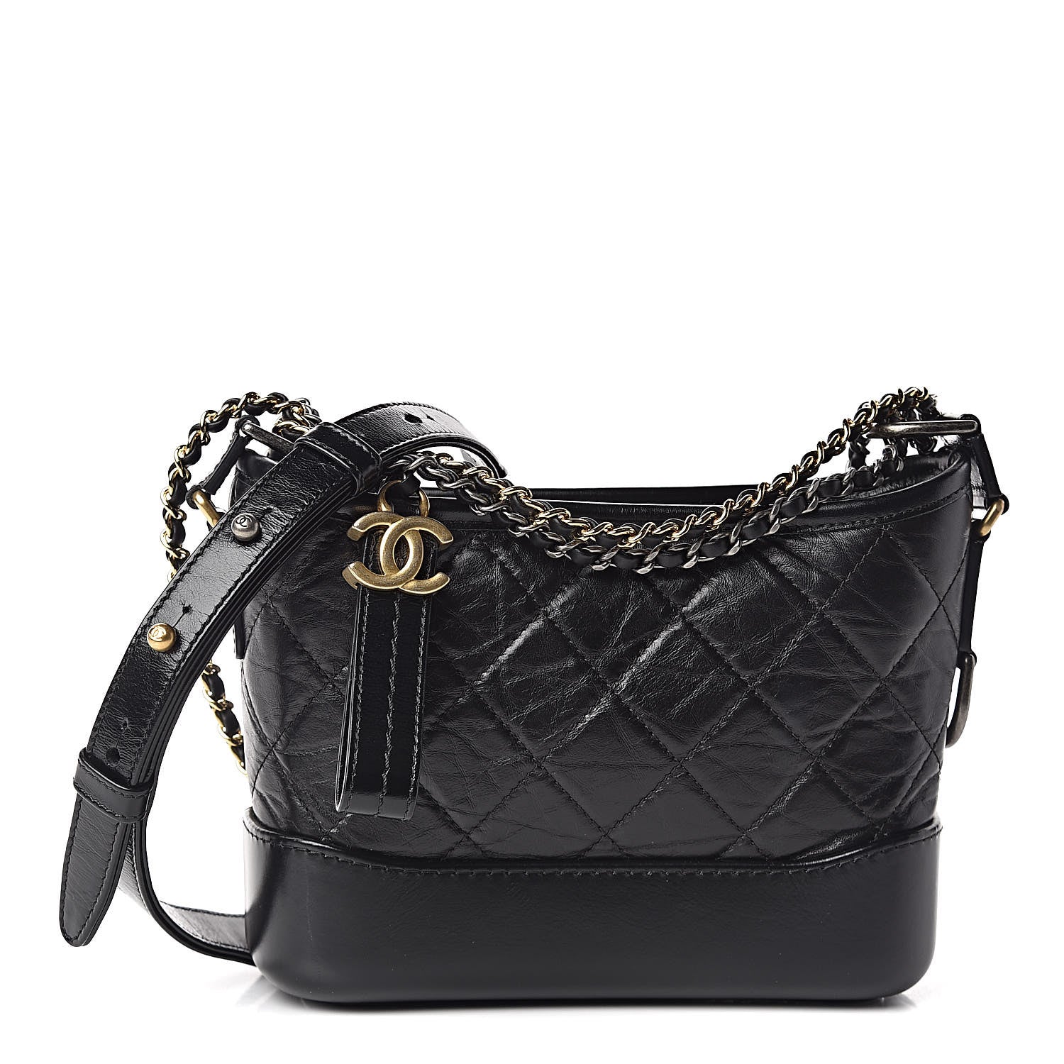 Chanel Aged Calfskin Quilted Small Gabrielle Hobo Black 1 of 10