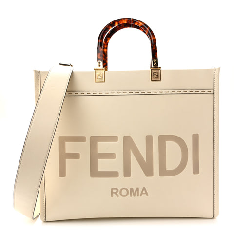 Vitello King Plexiglass Medium Fendi Sunshine Shopper Tote White Ice