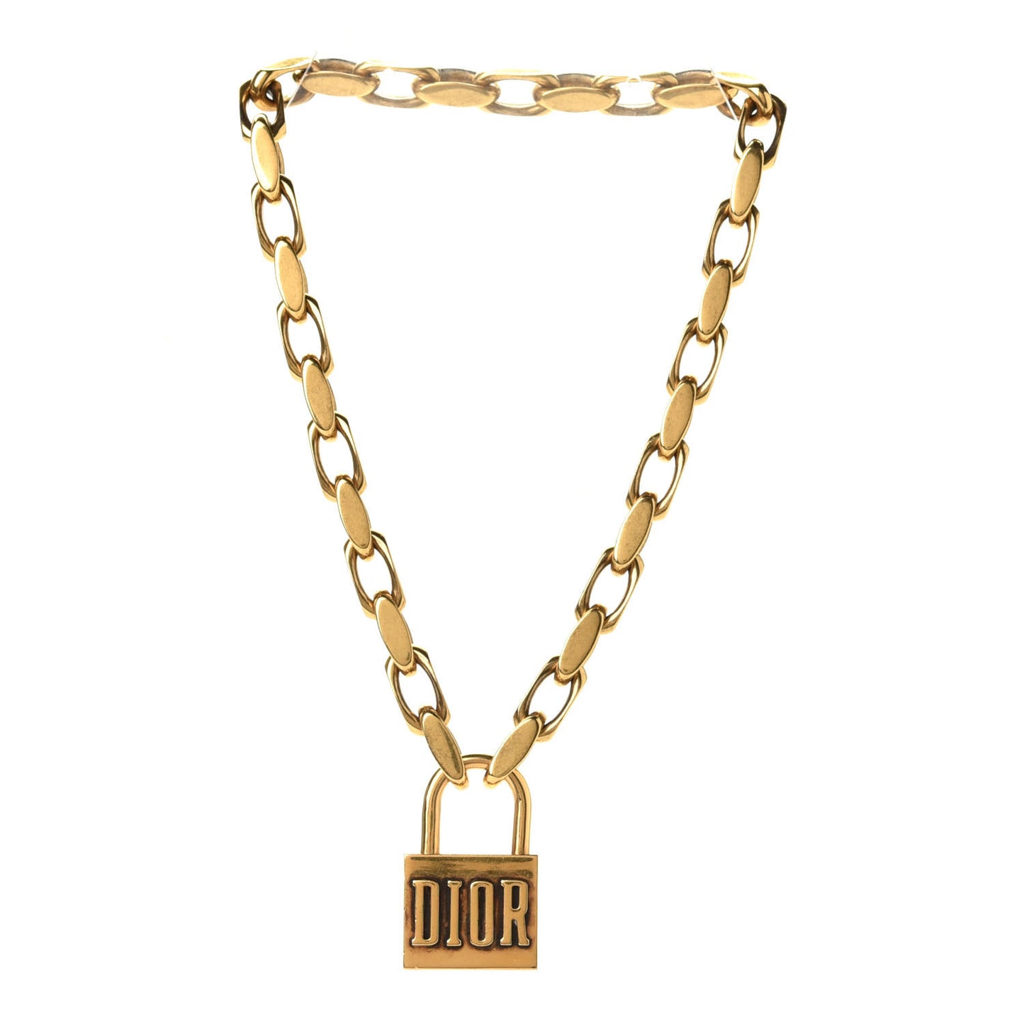 Metal Lucky Locket Choker Necklace Aged Gold