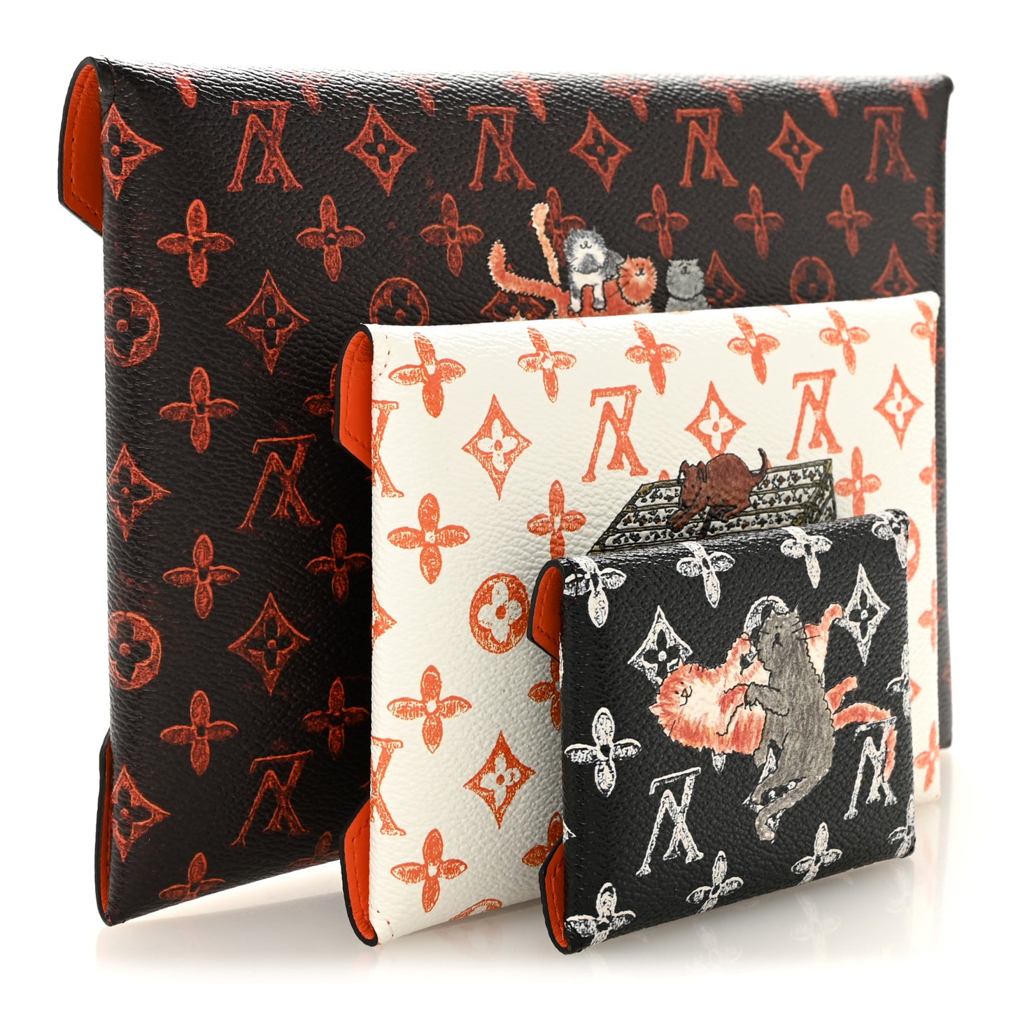 Catogram Kirigami Pochette Set Marron White Black