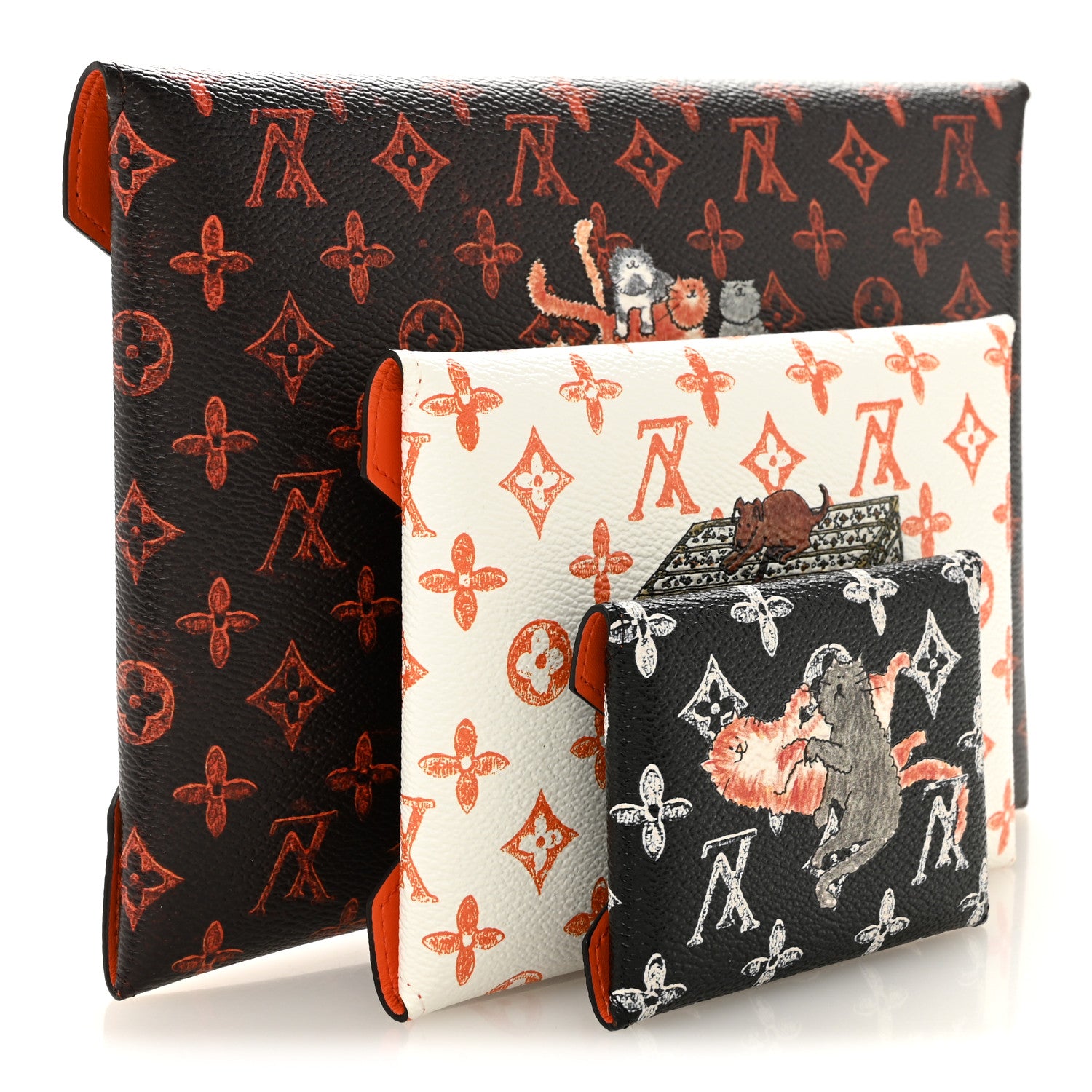 Louis Vuitton Catogram Kirigami Pochette Set Marron White Black 3 of 9