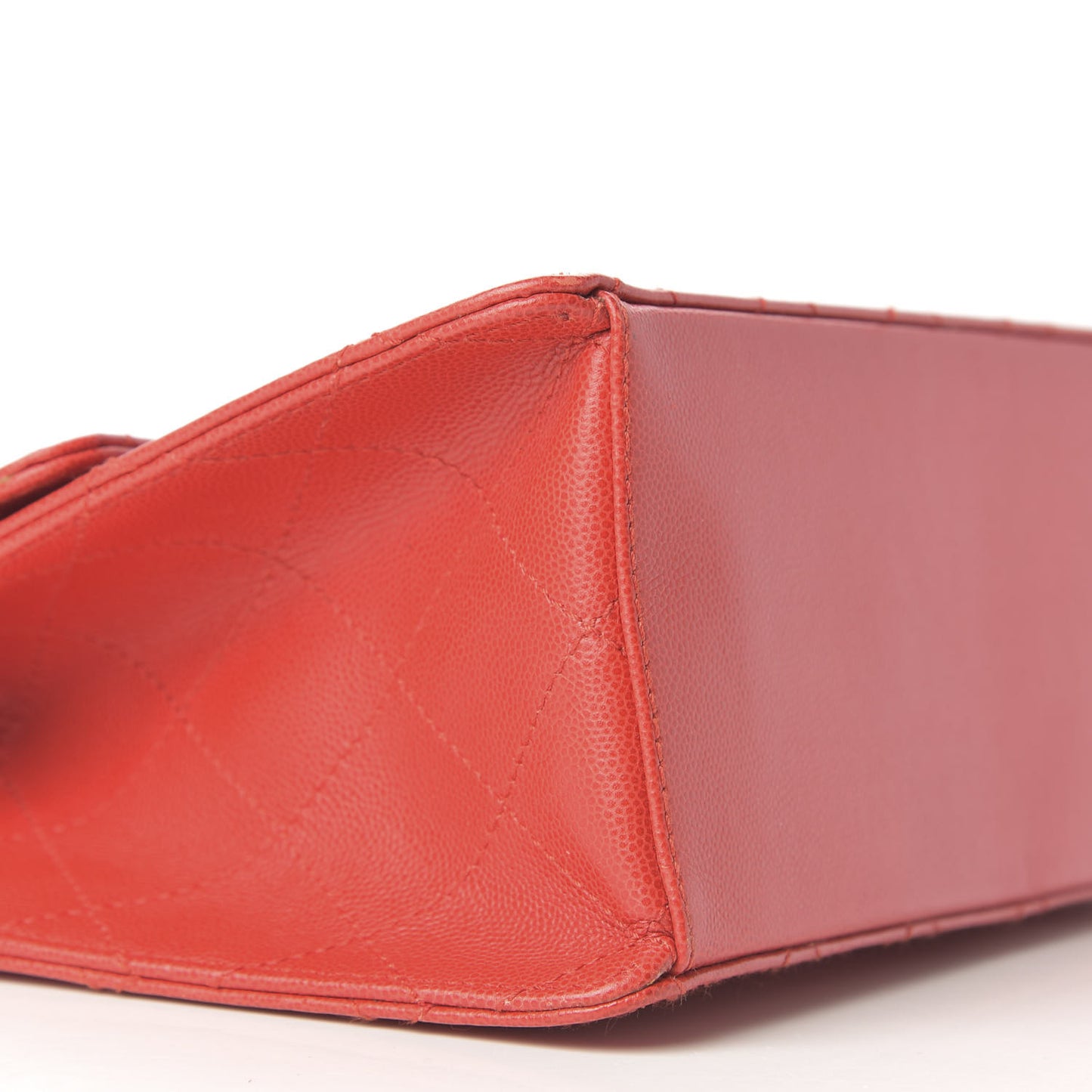Caviar Stitched Flap Shoulder Bag Red