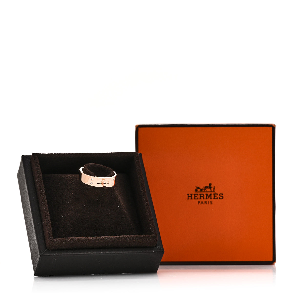 Hermes 18K Rose Gold Diamond PM Kelly Ring 52 6 5 of 5