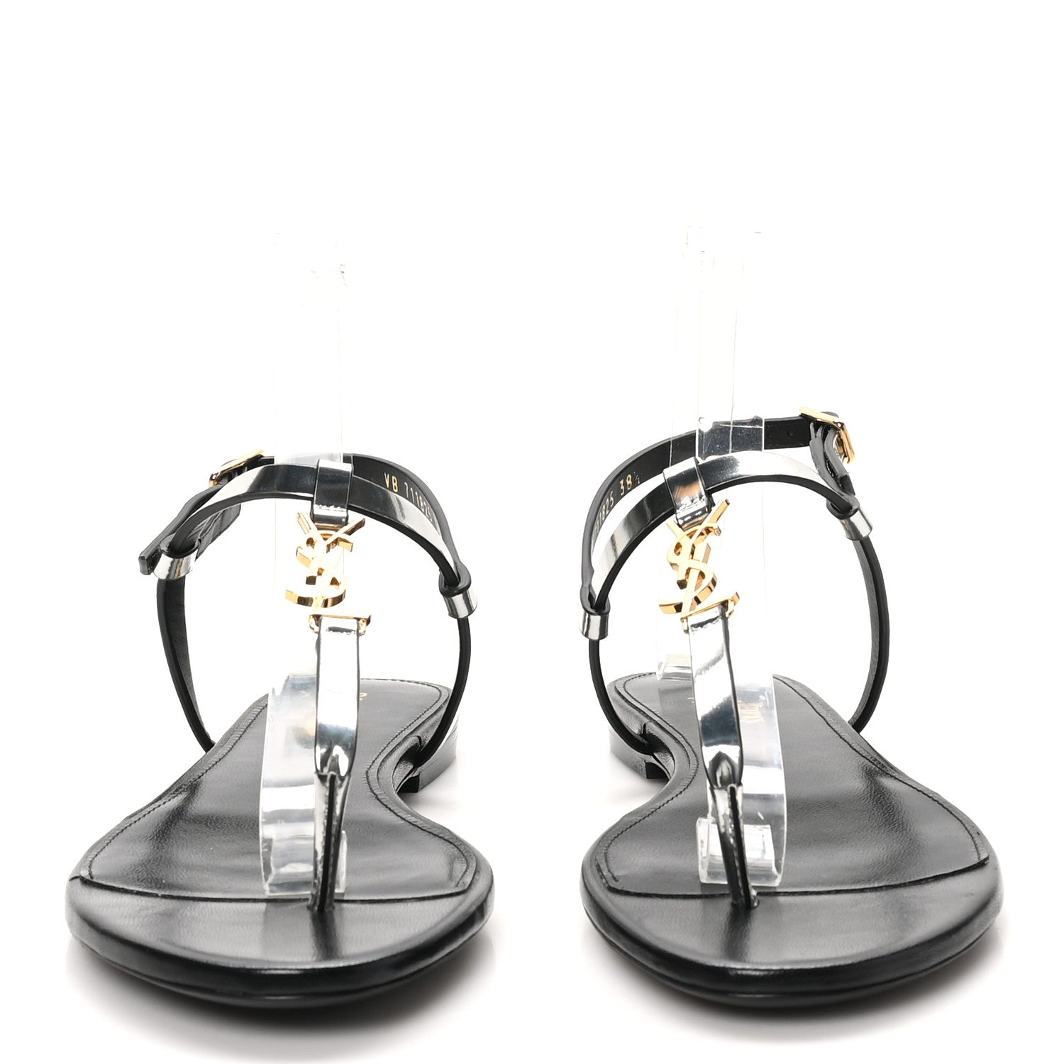 Saint Laurent Reflex Soft Lambskin Cassandra Iota 05 Sandals 38.5 Argento 3 of 10