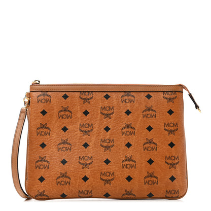 MCM Visetos Liz Shopper Tote Pouch Cognac 1 of 8