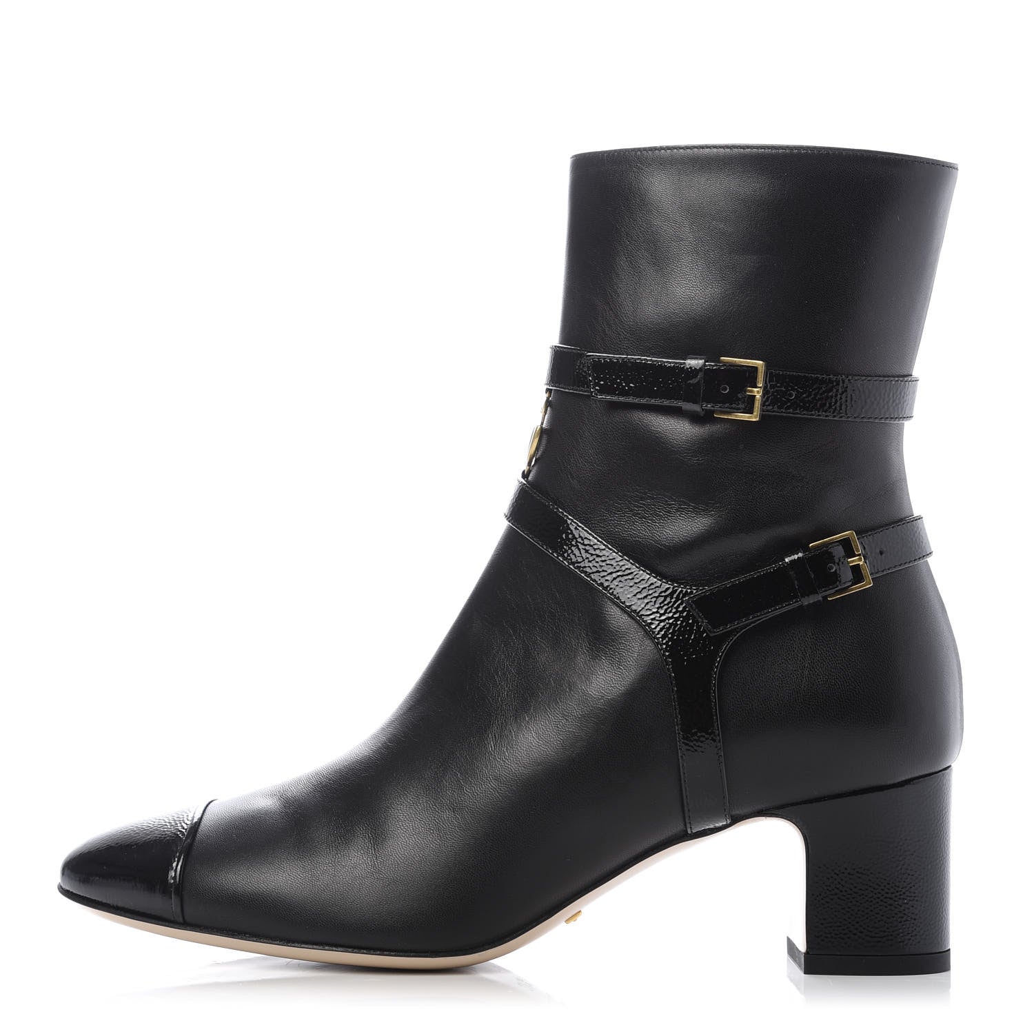 Gucci Malaga Kid GG Geraldine Cap Toe 55mm Ankle Boots 37.5 Black 1 of 10