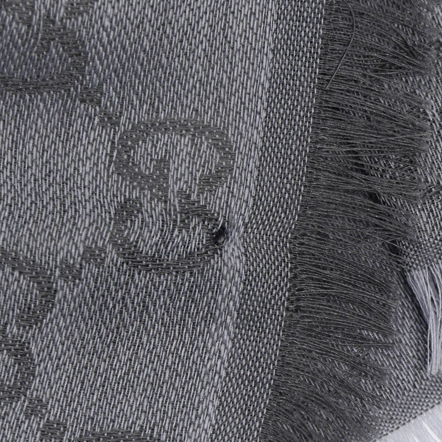 Wool Silk Monogram GGWeb Fringe Shawl Pearl Medium Grey