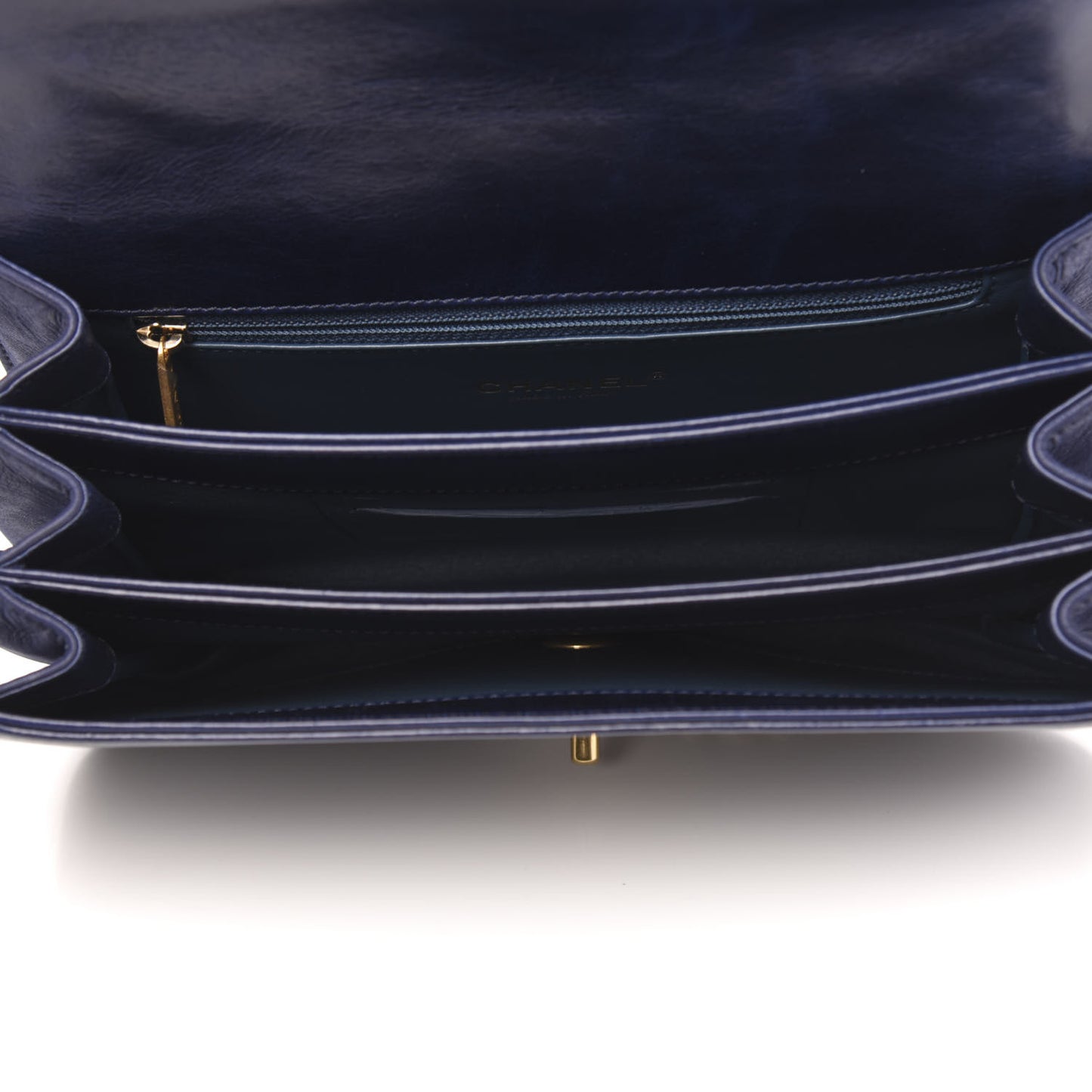 Calfskin Quilted Small Straight Lined Flap Blue