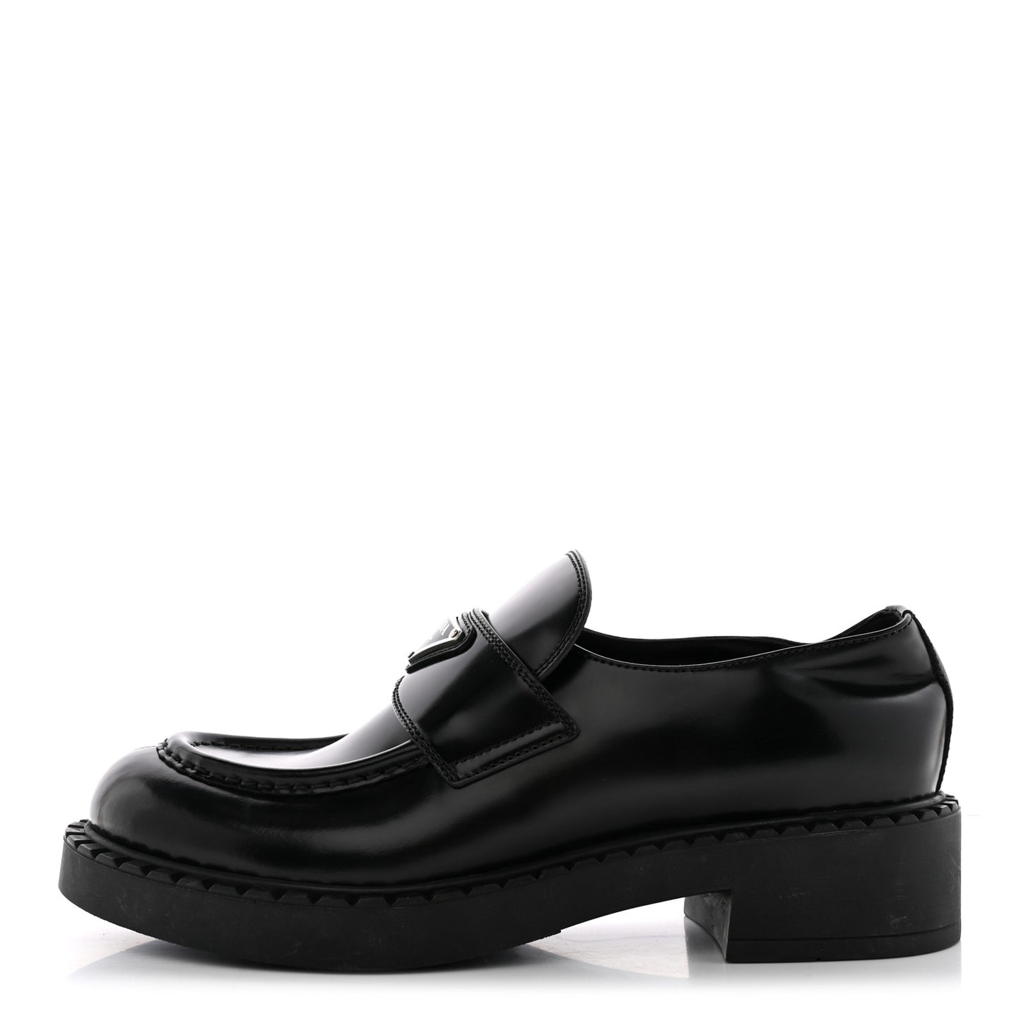 Spazzolato Metal Triangle Logo 50mm Loafers 40 Black