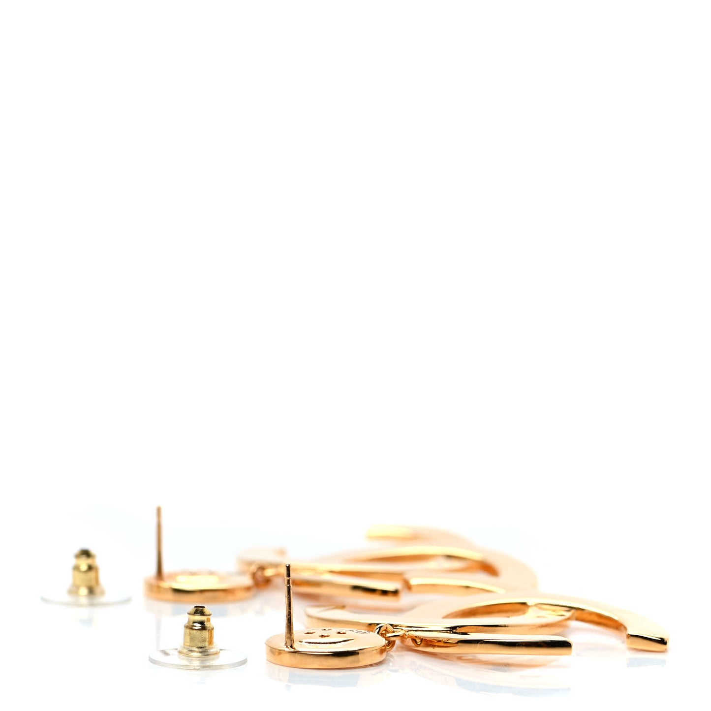 Metal Large Paris Button Earrings Gold