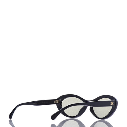 Chanel Acetate 24K Gold Mirror Oval Sunglasses 5416-A Black 4 of 7
