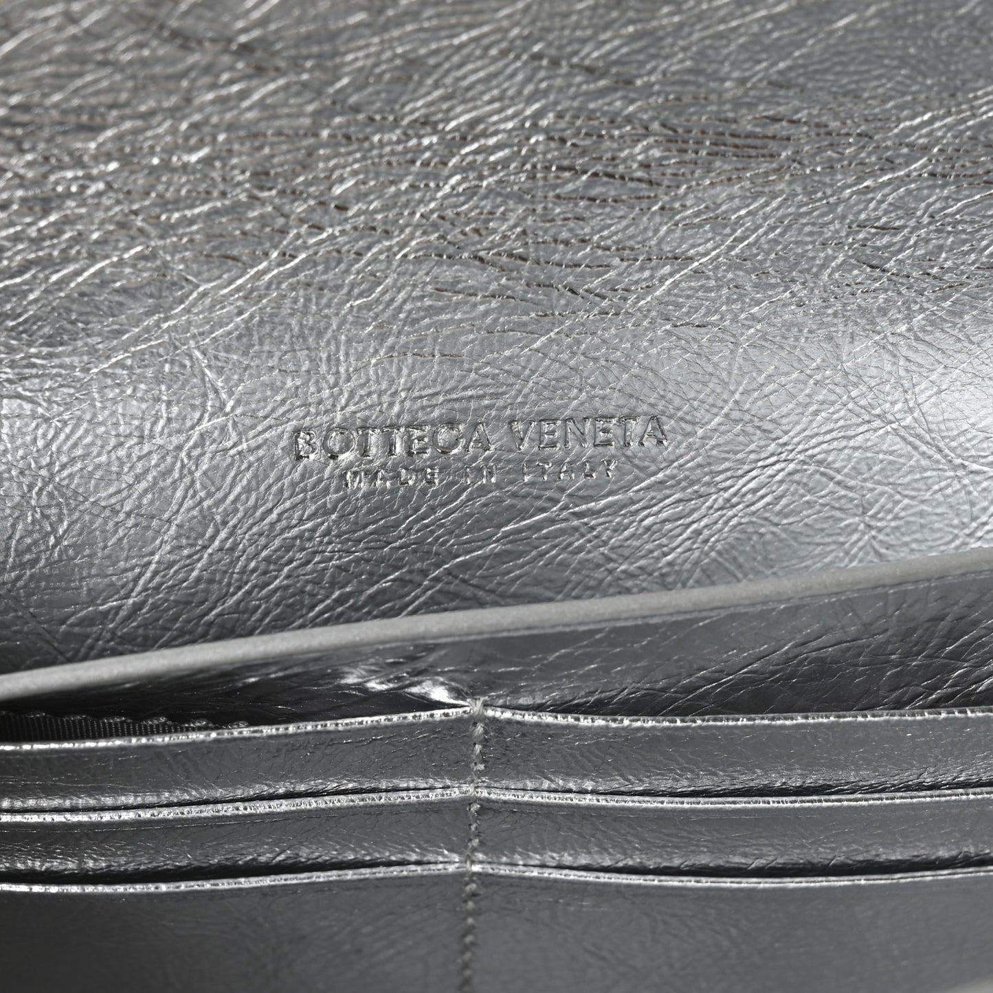 Metallic Nappa Intrecciato Long Andiamo Top Handle Silver