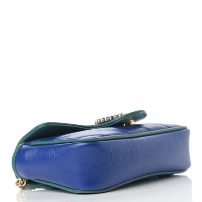 Gucci Azalea Calfskin Enamel Matelasse Diagonal Super Mini Torchon GG Marmont Shoulder Bag Imperial Blue Pavone 4 of 11