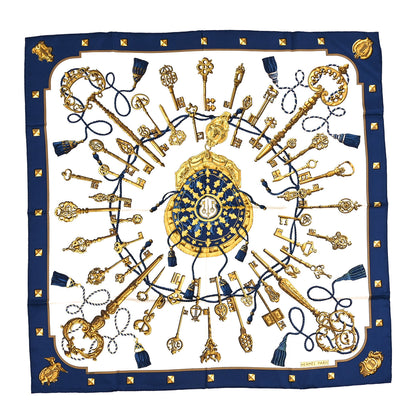 Hermes Silk Keys Les Cles Scarf 90 Bleu 1 of 3