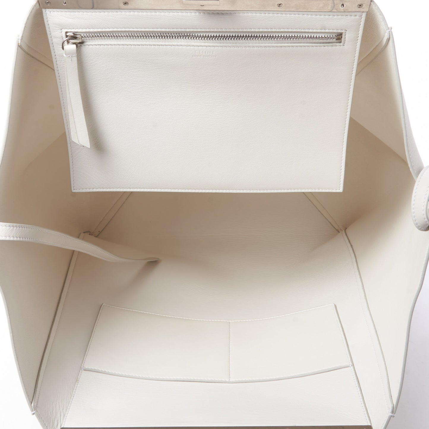 Calfskin Clasp Horizontal Cabas White