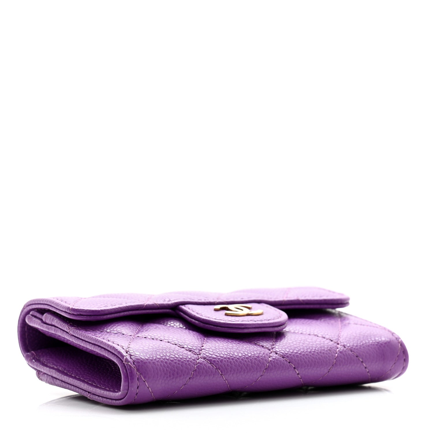 Chanel Caviar Quilted Flap Card Holder Wallet Purple 3 of 7