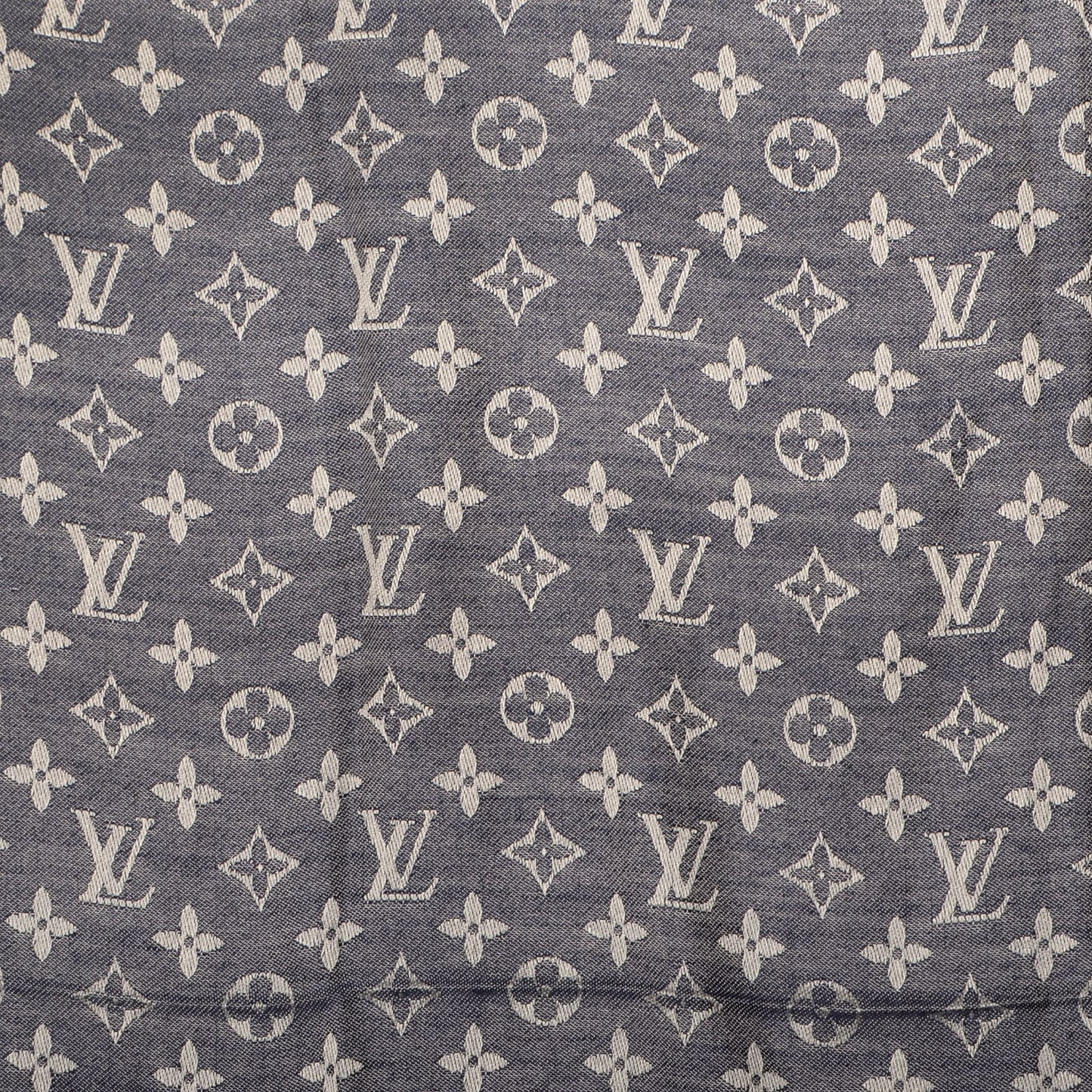 Silk Wool Monogram Denim Shawl Blue