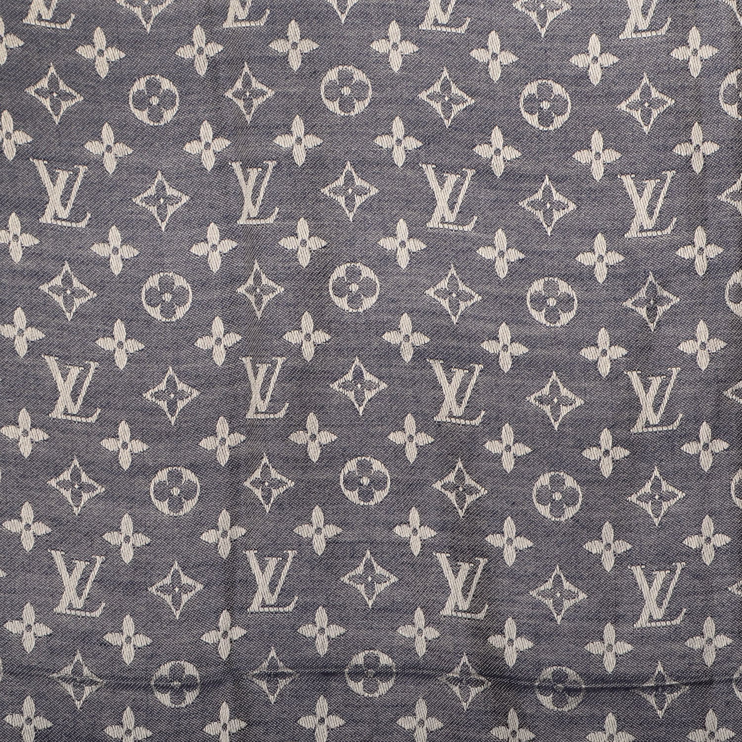 Louis Vuitton Silk Wool Monogram Denim Shawl Blue 1 of 5