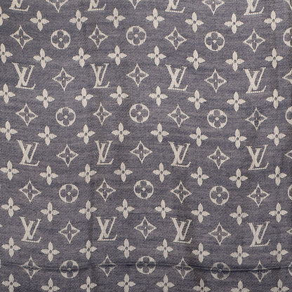 Louis Vuitton Silk Wool Monogram Denim Shawl Blue 1 of 5