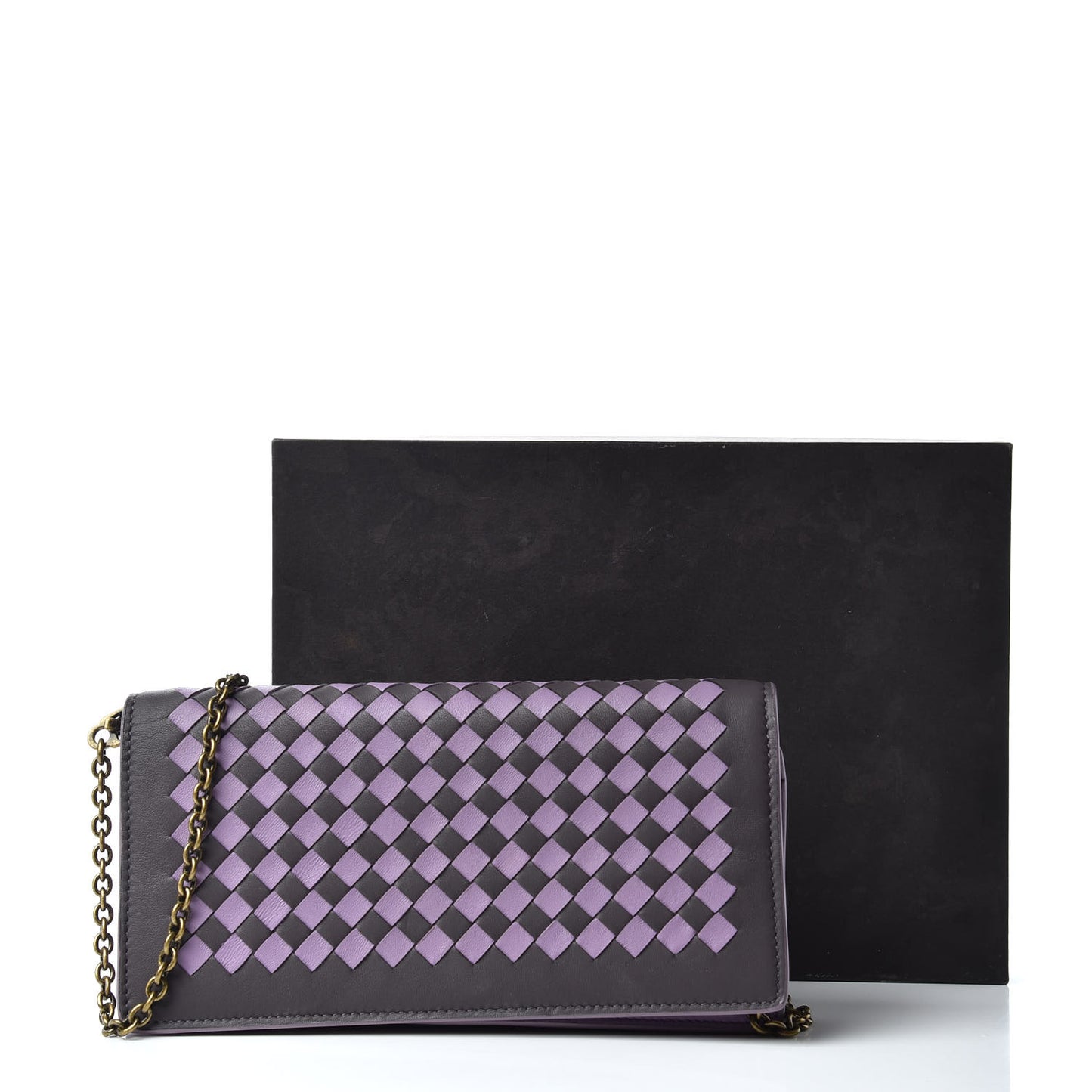 Nappa Intrecciato Checker Continental Wallet on Chain Quetsche Wisteria