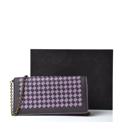 Bottega Veneta Nappa Intrecciato Checker Continental Wallet on Chain Quetsche Wisteria 7 of 7