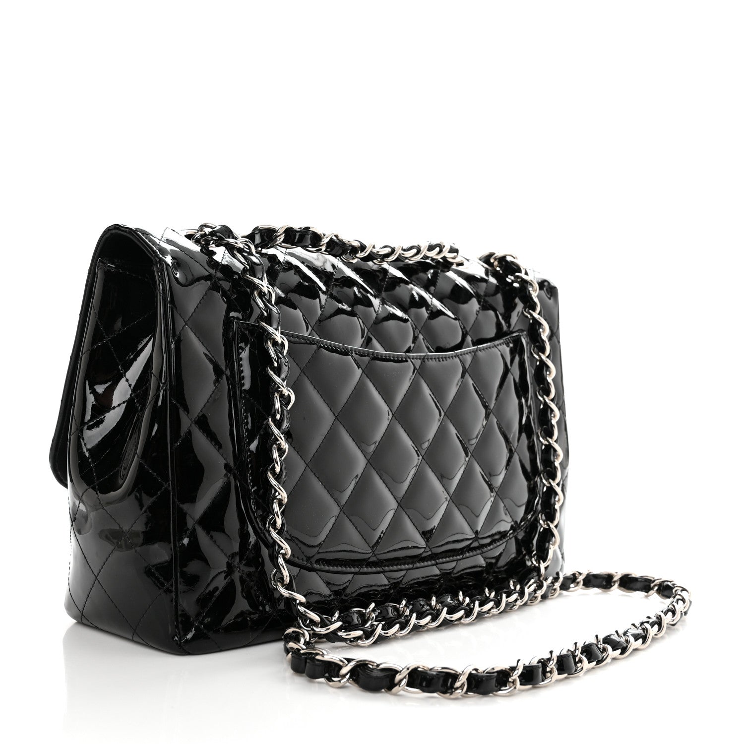 Chanel Patent Quilted Jumbo Single Flap Black 2 of 10