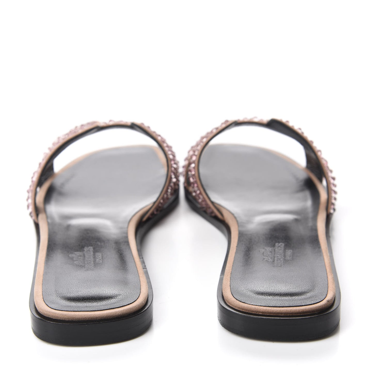 Suede Goatskin Crystal Oran Sandals 37.5 Rose Nude