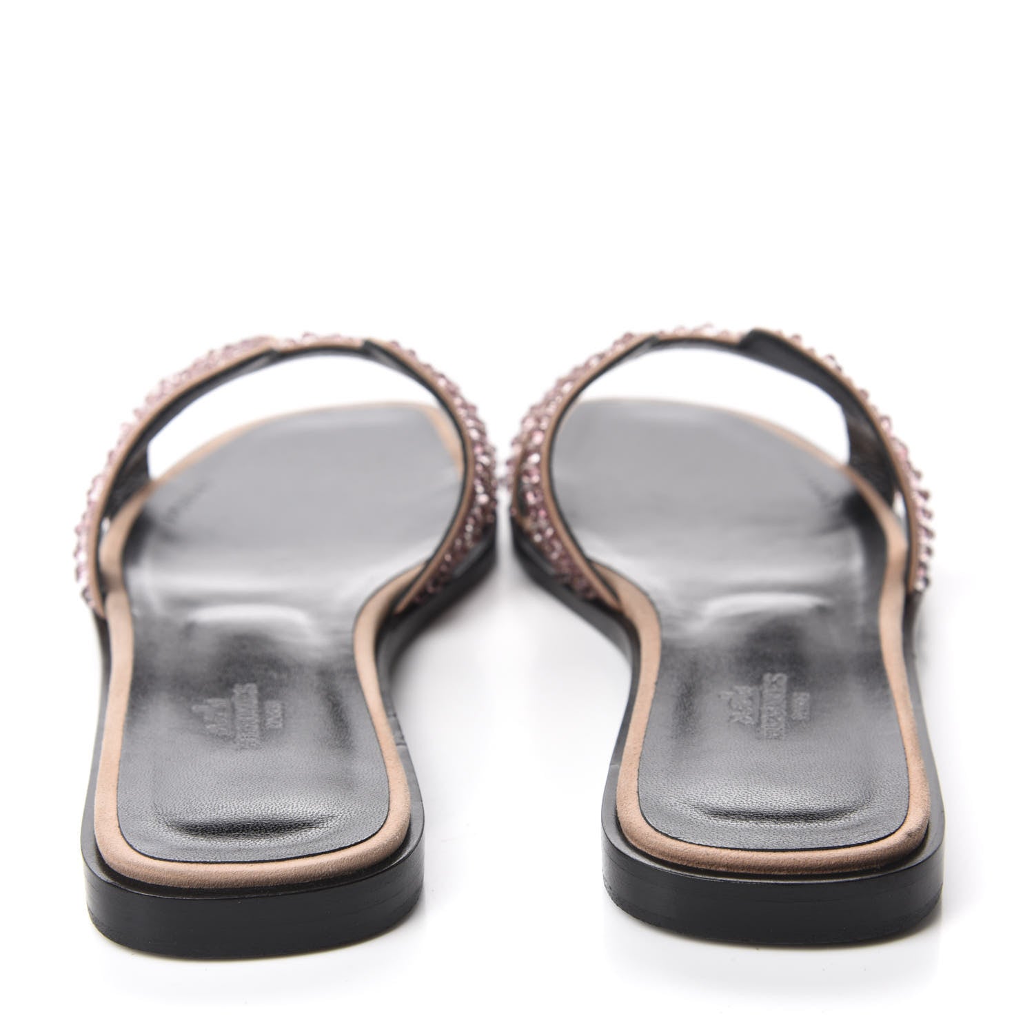 Hermes Suede Goatskin Crystal Oran Sandals 37.5 Rose Nude 5 of 12