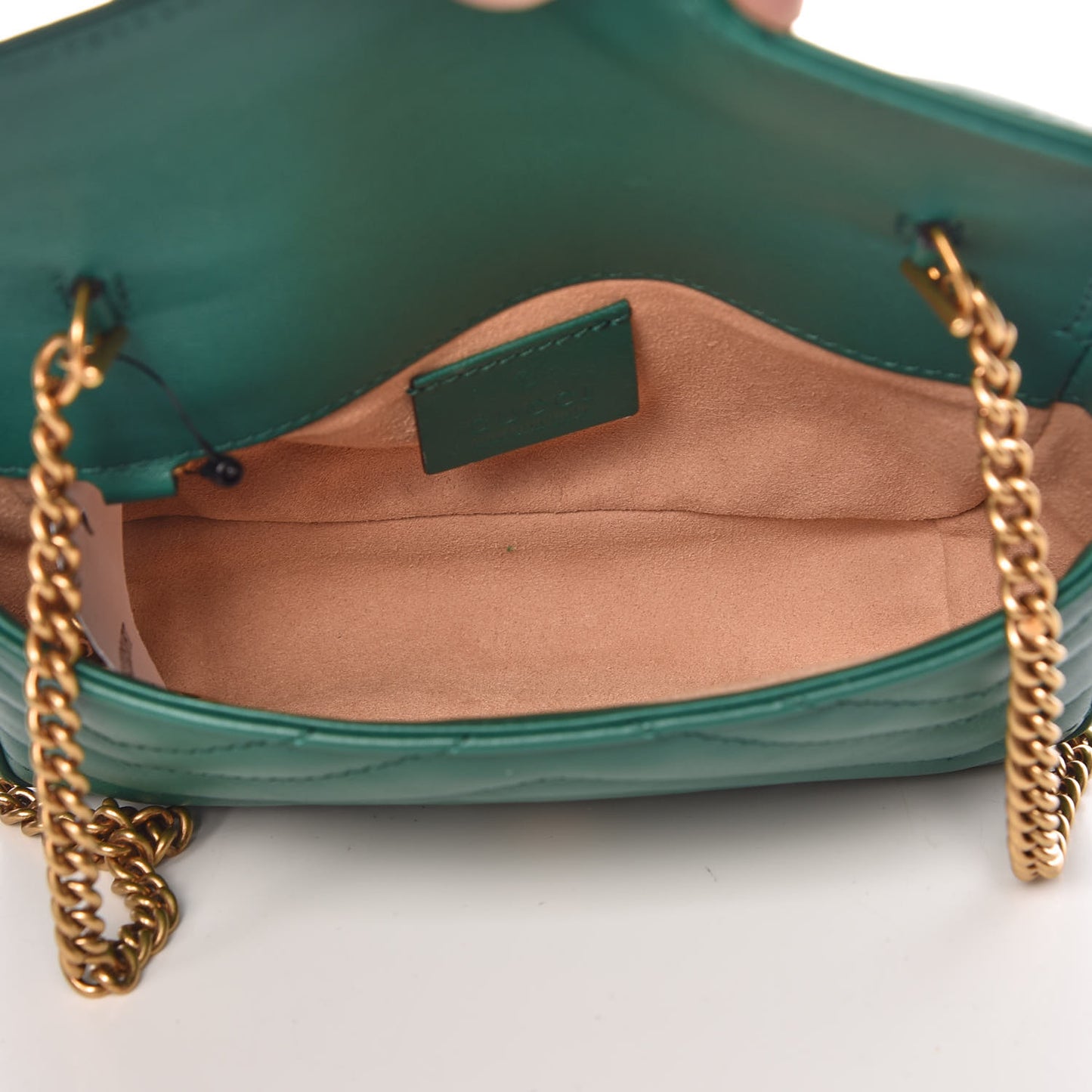 Calfskin Matelasse Super Mini GG Marmont Shoulder Bag Emerald Green
