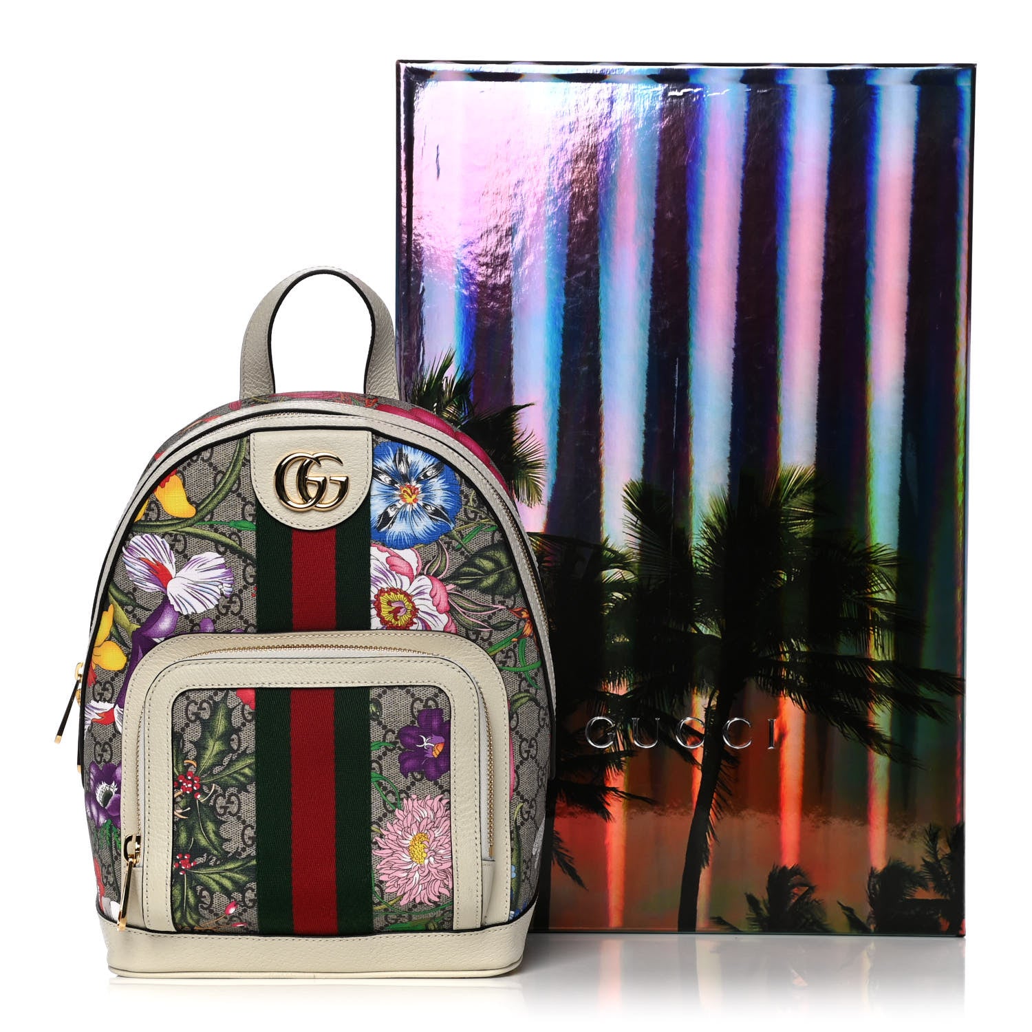 Gucci GG Supreme Monogram Flora Web Small Ophidia Day Backpack White 20 of 20