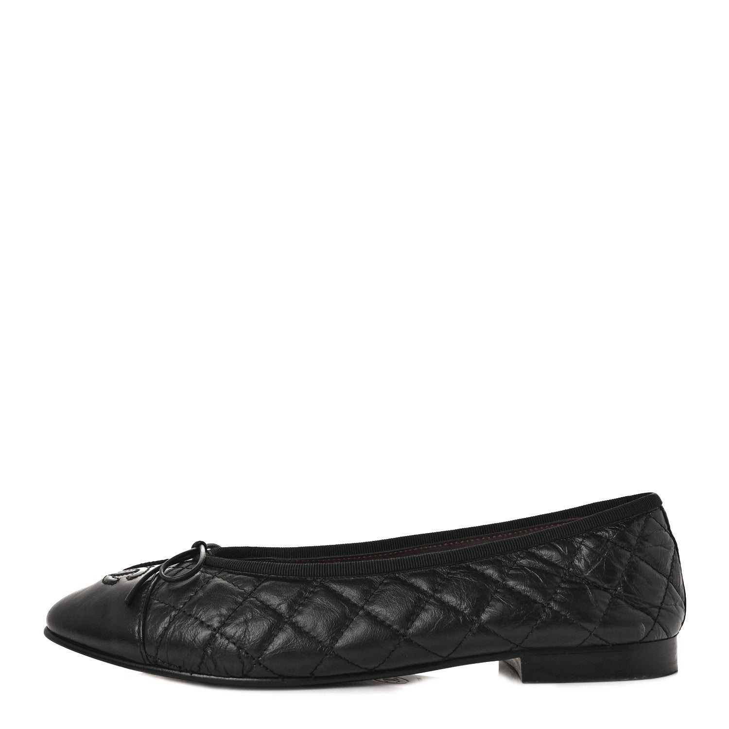 Chanel Aged Calfskin Quilted Cap Toe Ballerina Flats 40.5 Black 1 of 9