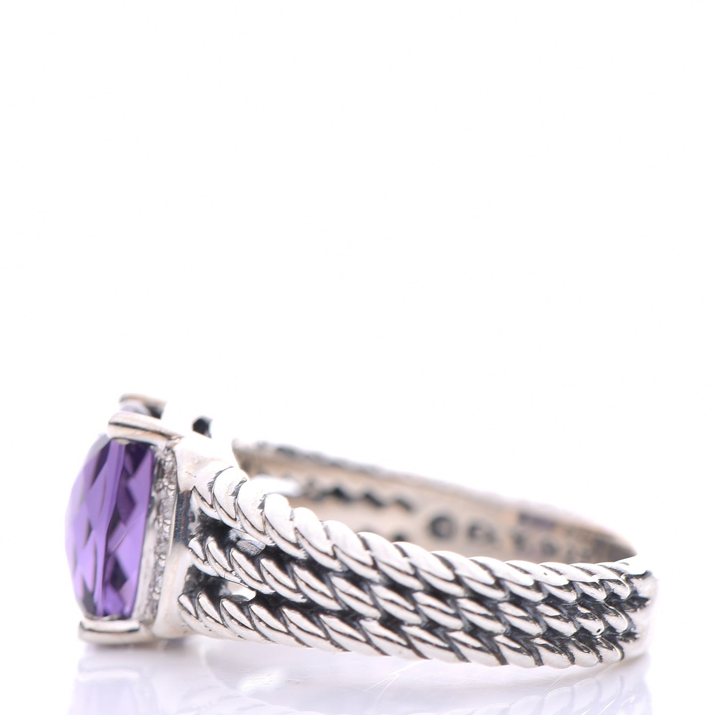 Sterling Silver Diamond Amethyst 10mm Petite Wheaton Ring 55 7.25