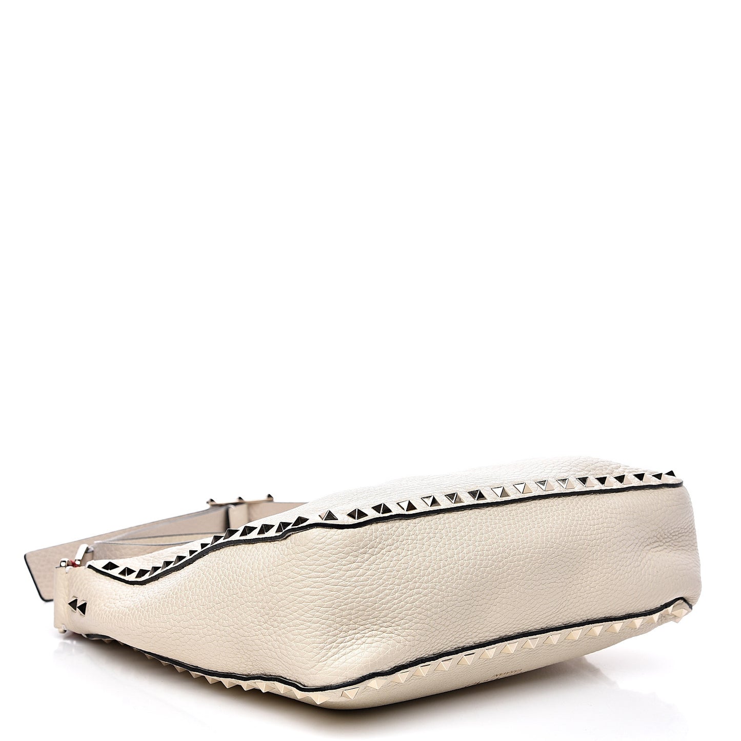 Pebbled Calfskin Small Rockstud Flip-Lock Messenger Bag Light Ivory