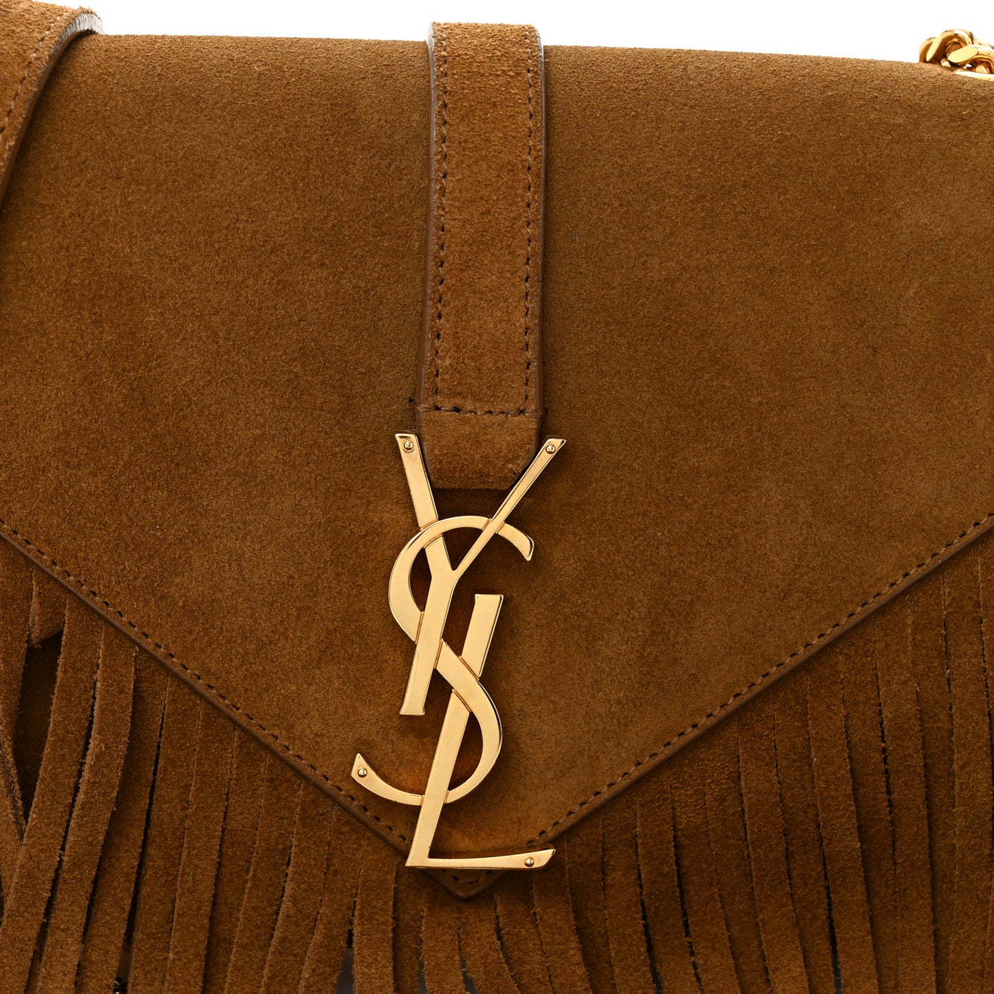 Suede Fringe Small Monogram Satchel Light Ocre