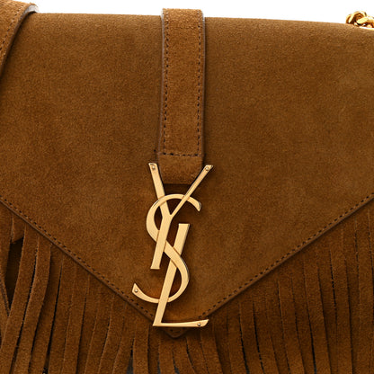 Saint Laurent Suede Fringe Small Monogram Satchel Light Ocre 7 of 9
